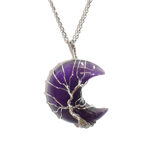 Amethyst Moon with Wire Wrap Tree Necklace - Cariboo Jade & Gift Shop