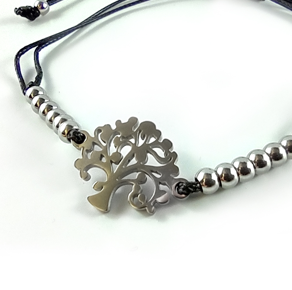 Stainless Steel Tree of Life Cord Bracelet - Cariboo Jade & Gift Shop